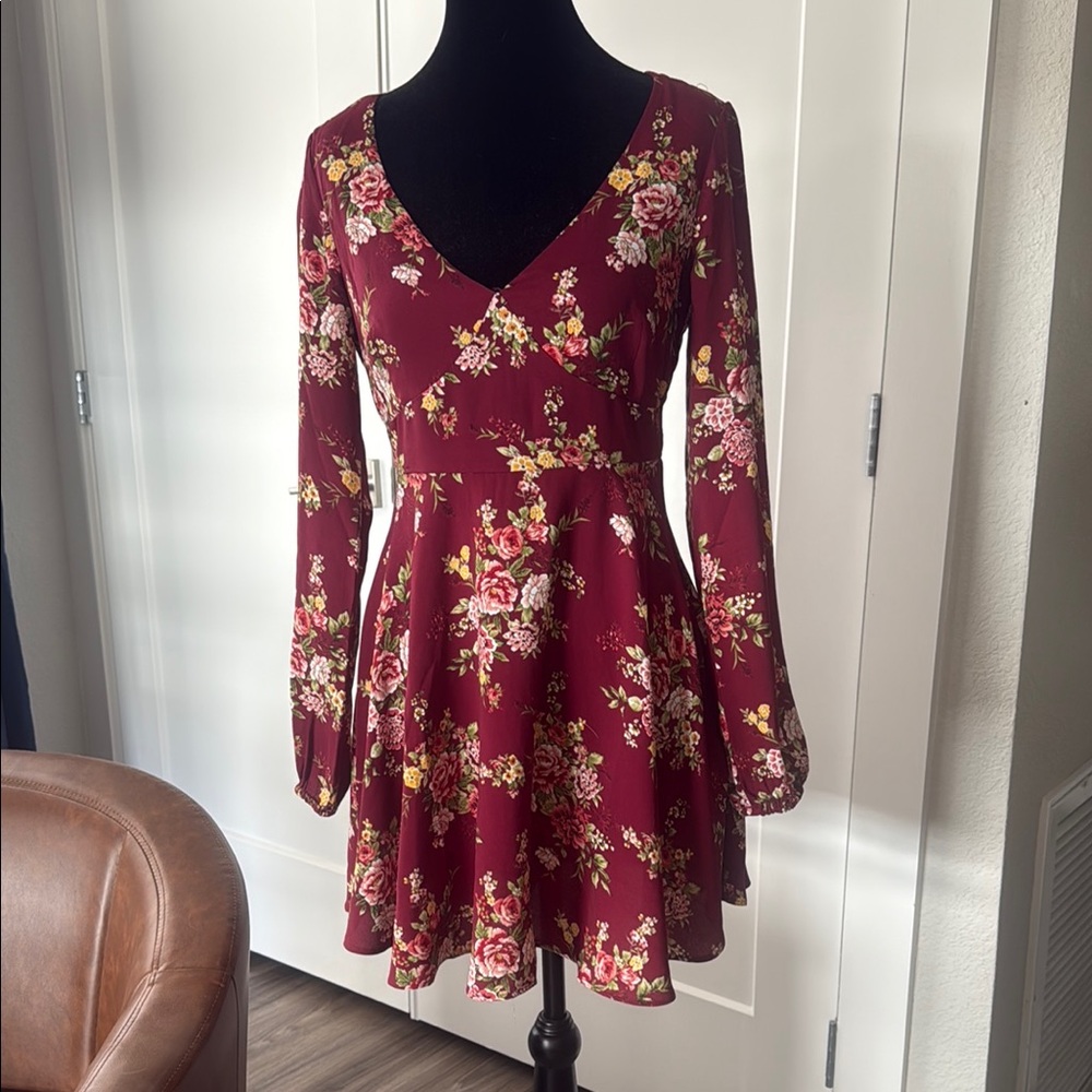 Floral Burgundy Dress